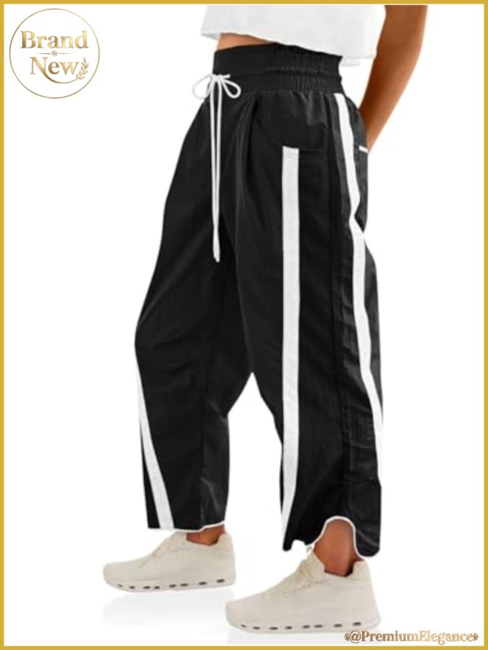 Baggy Wide Leg Track Pants with Drawstring Waist